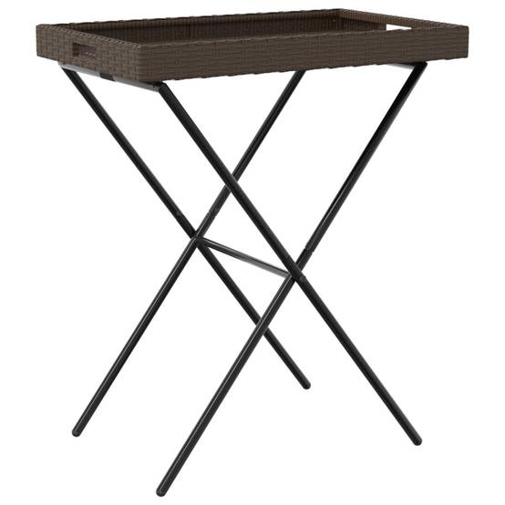 PANGIVO - Table à plateau pliable marron 65 x 40 x 75 cm résine tressée - PANGIVO - Image 7