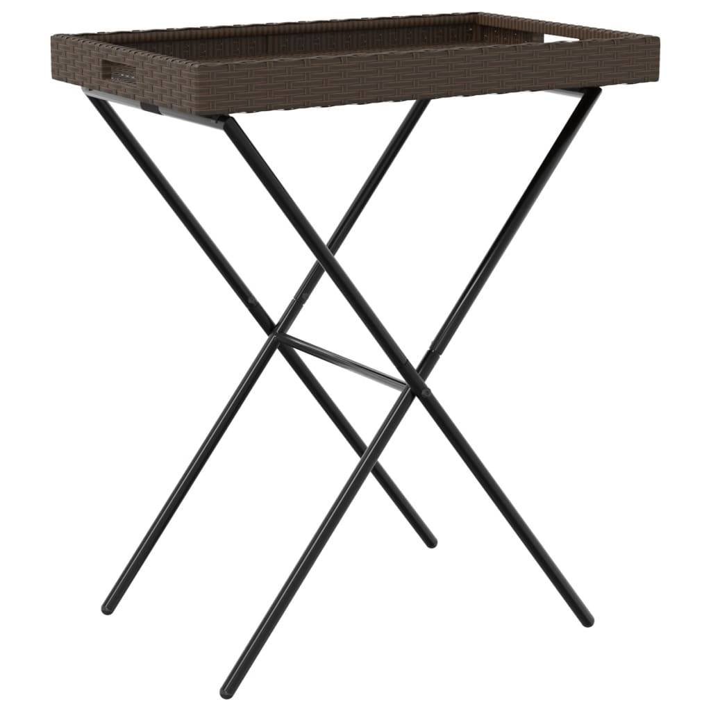 PANGIVO - Table à plateau pliable marron 65 x 40 x 75 cm résine tressée - PANGIVO - Image 7