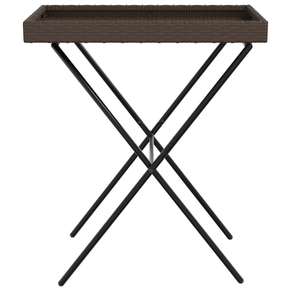 PANGIVO - Table à plateau pliable marron 65 x 40 x 75 cm résine tressée - PANGIVO - Image 5
