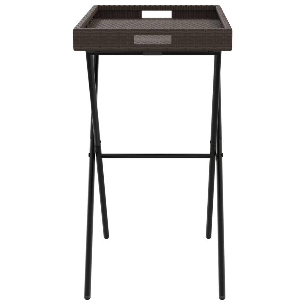 PANGIVO - Table à plateau pliable marron 65 x 40 x 75 cm résine tressée - PANGIVO - Image 6