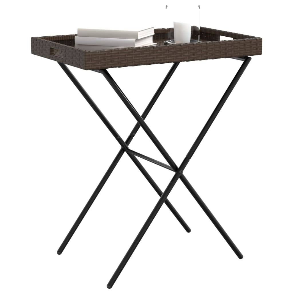 PANGIVO - Table à plateau pliable marron 65 x 40 x 75 cm résine tressée - PANGIVO - Image 4