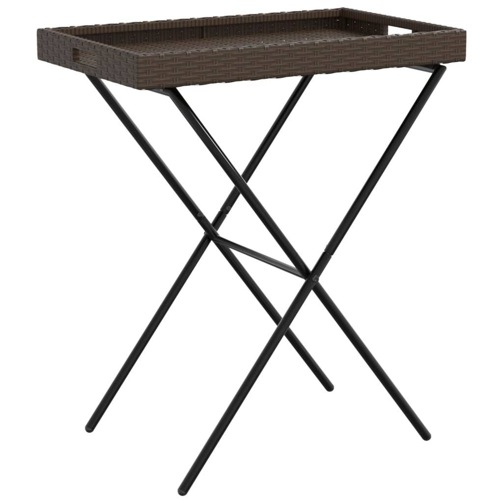 PANGIVO - Table à plateau pliable marron 65 x 40 x 75 cm résine tressée - PANGIVO - Image 2
