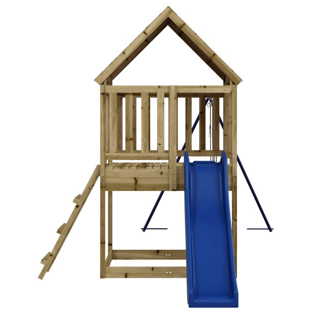 Helloshop26 - Aire de jeux d'extérieur balançoires toboggan portiques robuste jeux jardin 564 x 235 x 228 cm bois de pin imprégné - Image 4