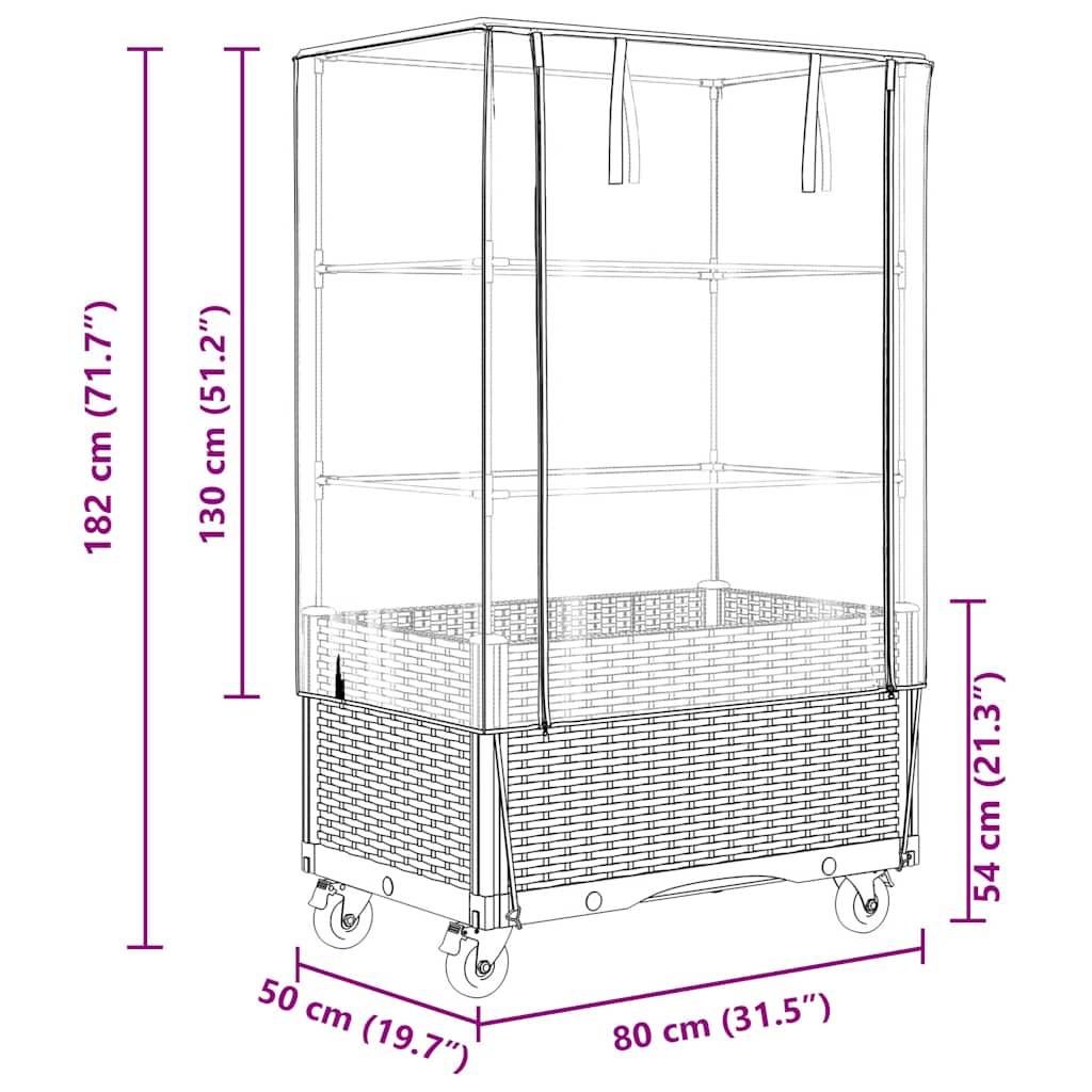 Vidaxl - Jardinière surélevée avec housse et roues aspect rotin vidaXL 4015836 - Image 3