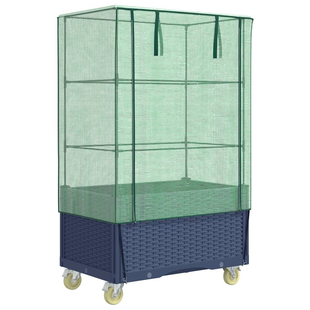 Vidaxl - Jardinière surélevée avec housse et roues aspect rotin vidaXL 4015836 - Image 2