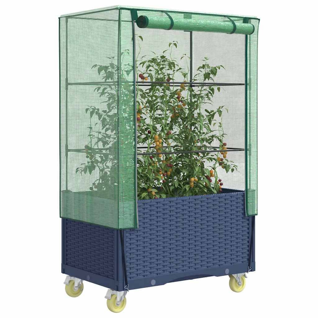 Vidaxl - Jardinière surélevée avec housse et roues aspect rotin vidaXL 4015836 - Image 1