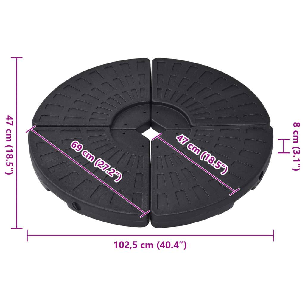 Socle de parasol - accessoire parasol en forme d'éventail 4 pcs Noir - MEUBLE PRO - Image 5