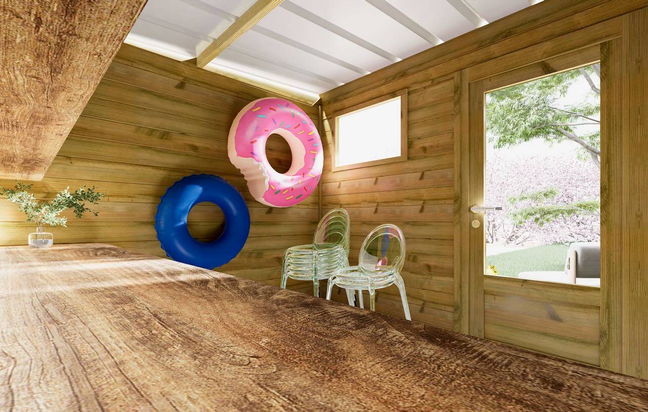ABRI DE JARDIN bois  autoclave 27mm - 2,64x4,34m / 11m2 - Bac acier - Plancher bois - Image 3