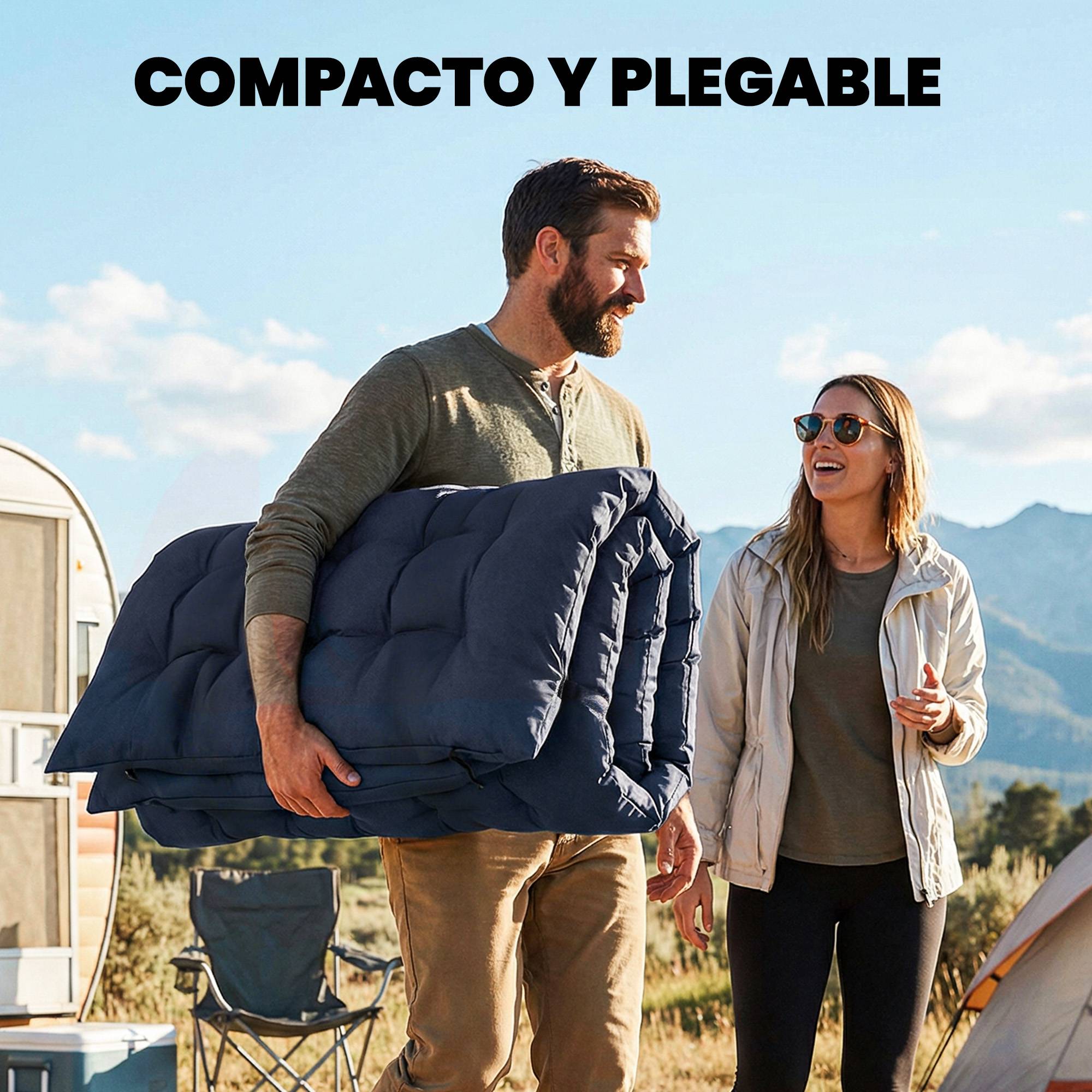 Tapis de camping pliable et portable avec sangles antidérapantes pour lit de camp, tente et voyage, gris foncé - Image 8