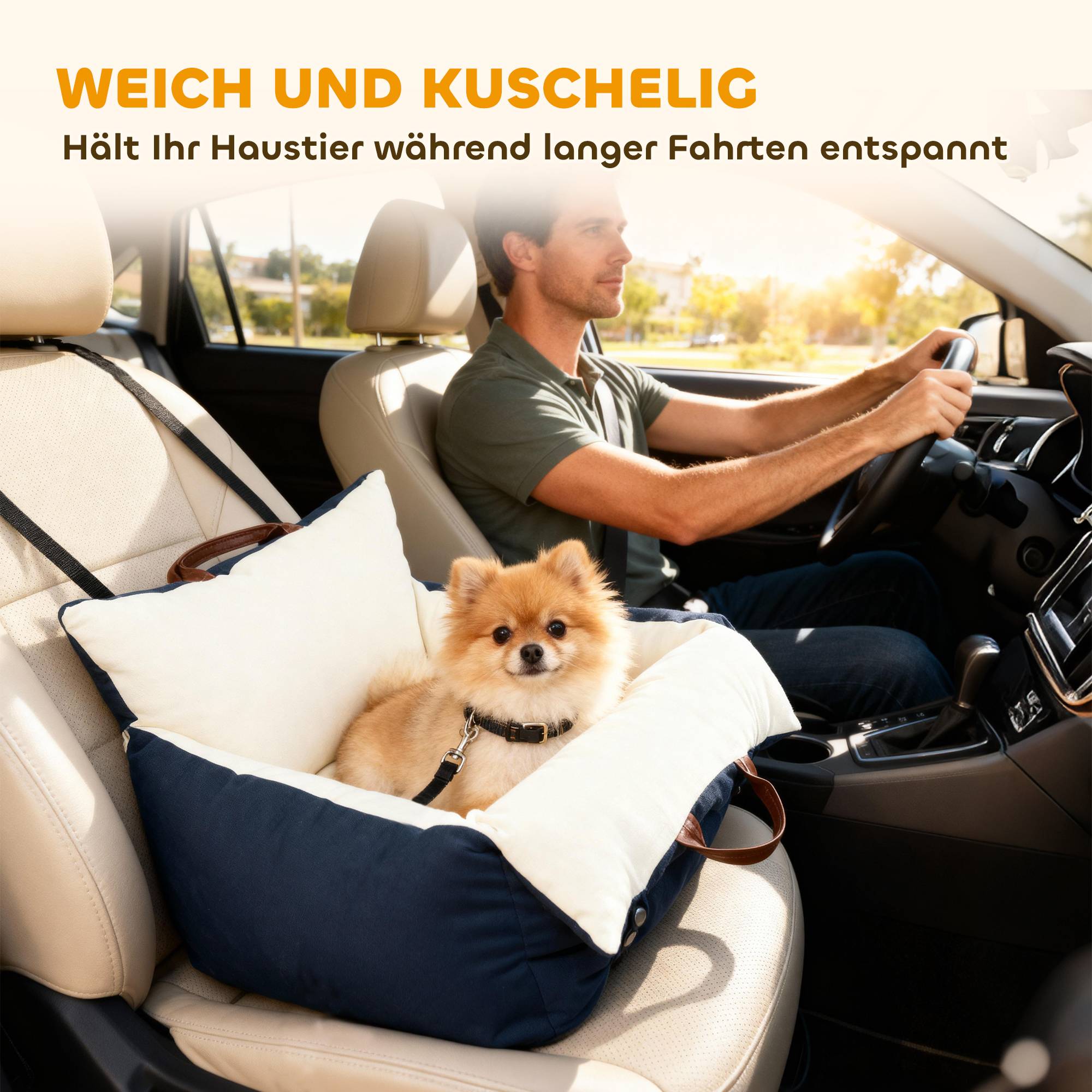 Siège auto chien, 2 sangles, housses lavables, animaux sous 5 kg, bleu - Image 7