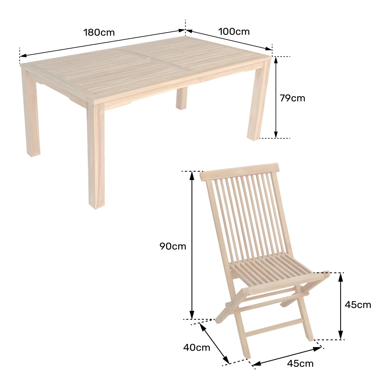 Salon de jardin en teck JAVA - table rectangulaire et chaises pliantes - 8 places - HAPPY GARDEN - Image 8