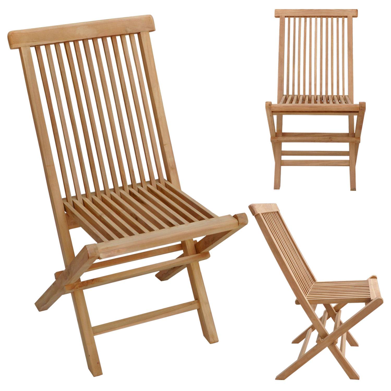 Salon de jardin en teck JAVA - table rectangulaire et chaises pliantes - 8 places - HAPPY GARDEN - Image 3