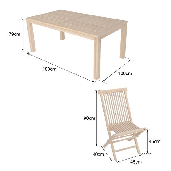 Salon de jardin en teck JAVA - table rectangulaire et chaises pliantes - 8 places - HAPPY GARDEN - Image 4