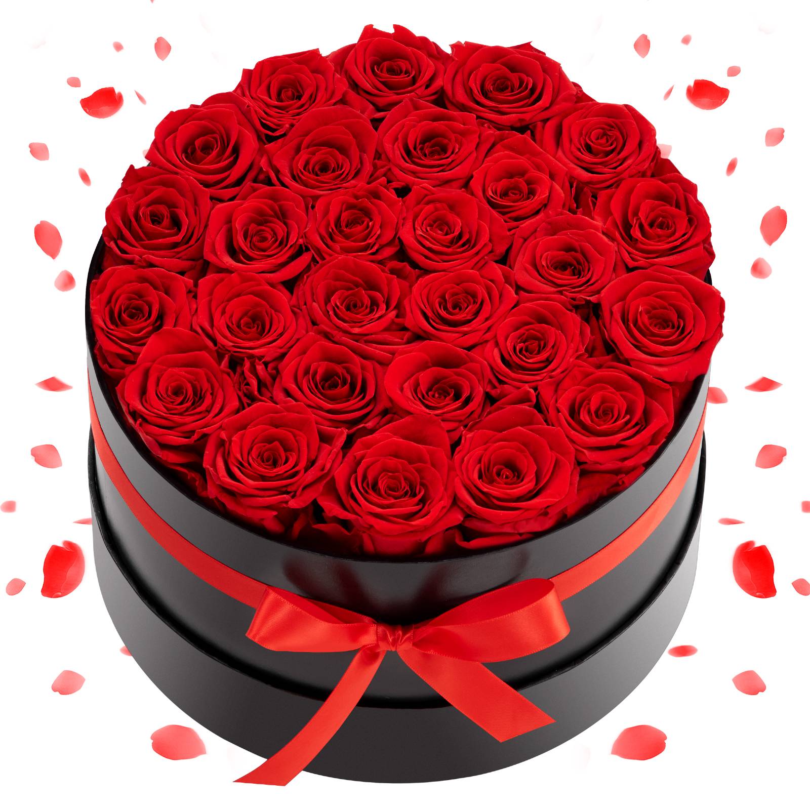 Vevor - VEVOR Rose Éternelle Fleurs Éternelles Préservées Lot de 27 Boîte Ronde Rouge - Image 1