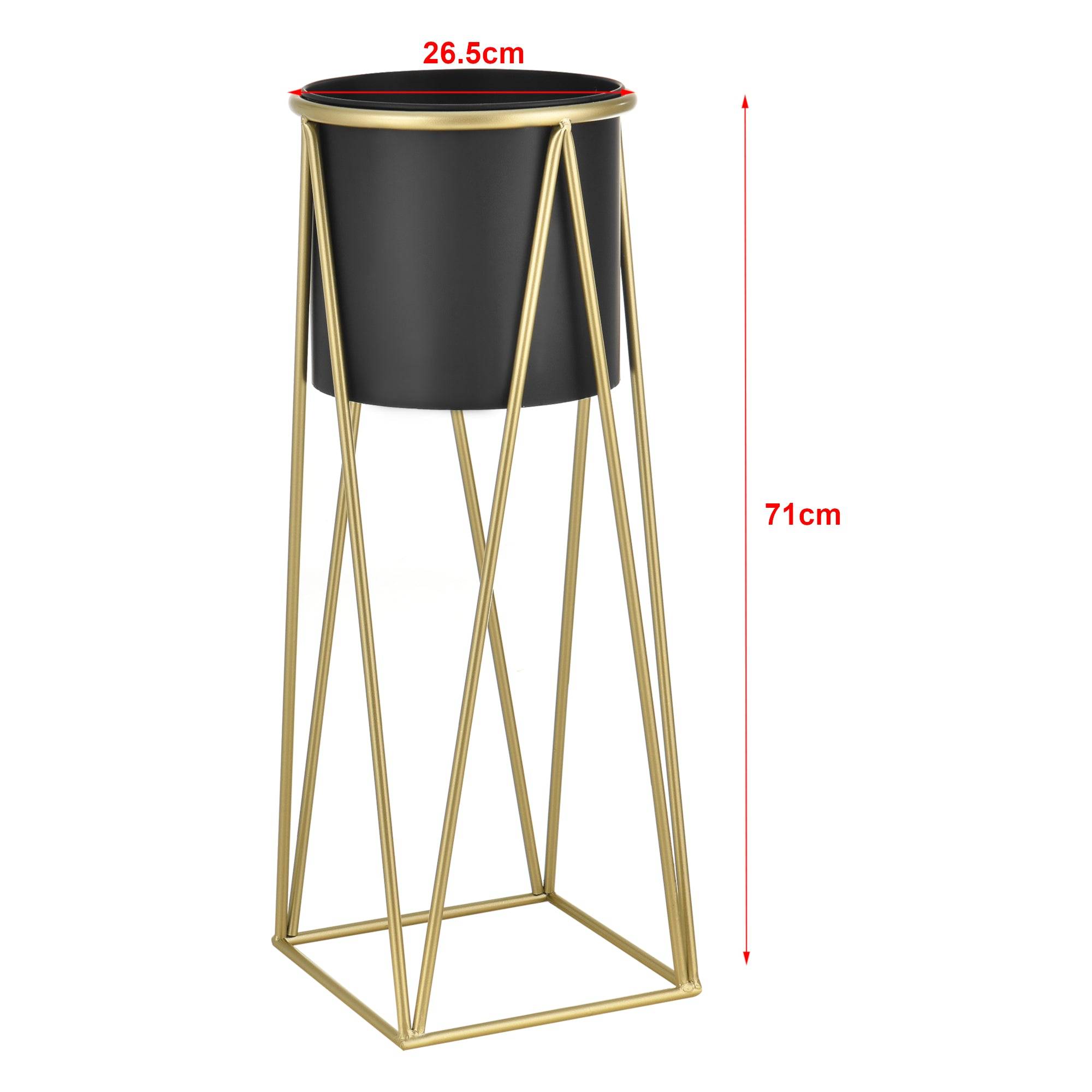 Helloshop26 - Set de 2 supports de plante cache-pot pot de fleur bac vase métal laiton et noir - Image 1