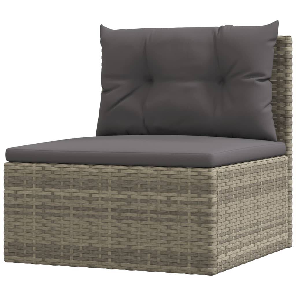 Helloshop26 - Salon de jardin meuble d'extérieur ensemble de mobilier 6 pièces avec coussins gris résine tressée - Image 5