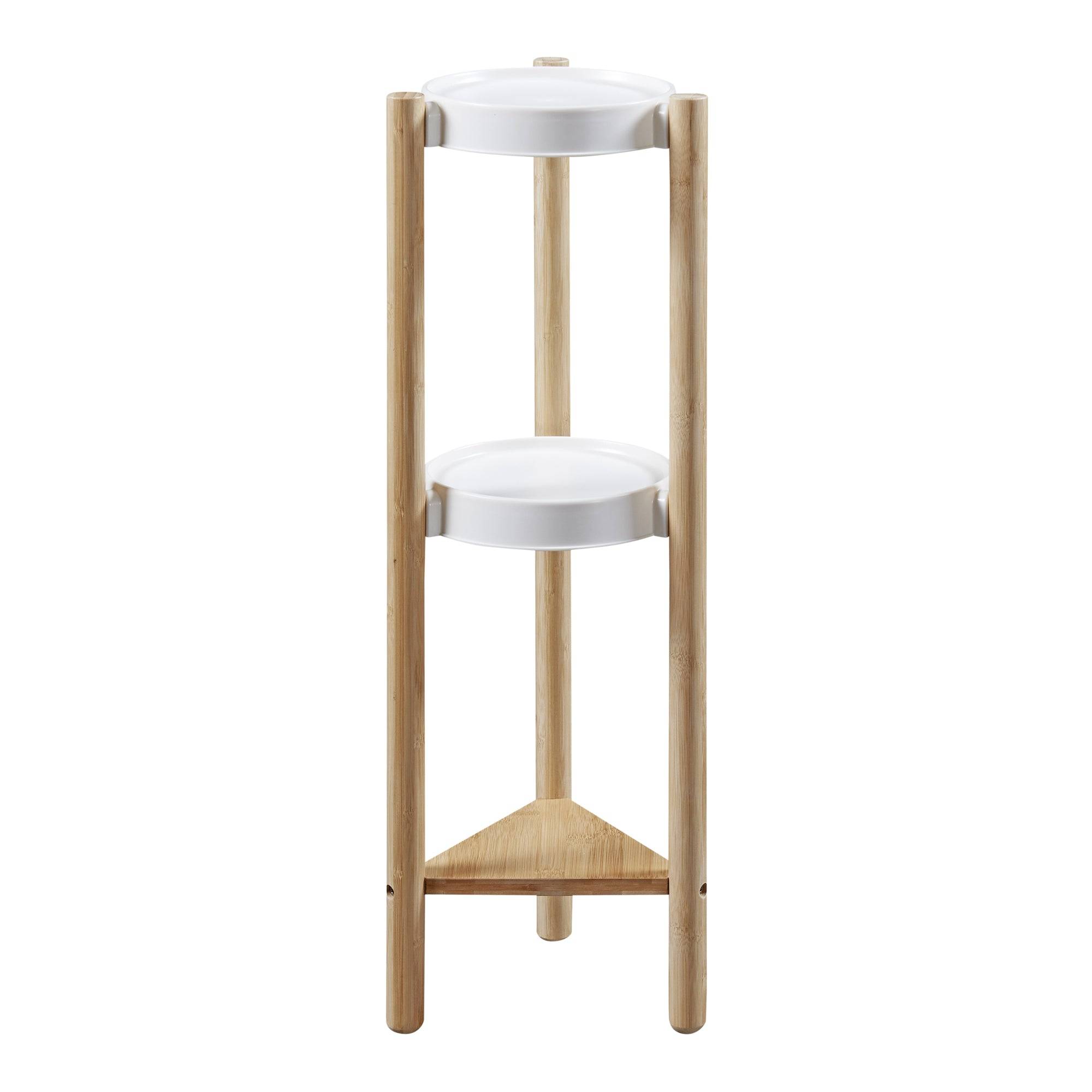 Étagère à plantes sastamala à 3 niveaux bambou 78 x 25 x 25 cm naturel blanc - Image 1