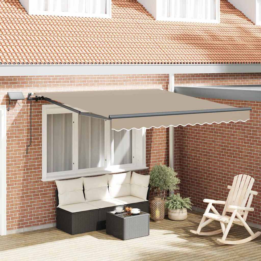 Store de Terrasse Manuel avec Éclairage LED en Tissu Rétractable pour Soirées en Extérieur Beige 300x250 cm – ComfortXL Outdoor Living - Image 1