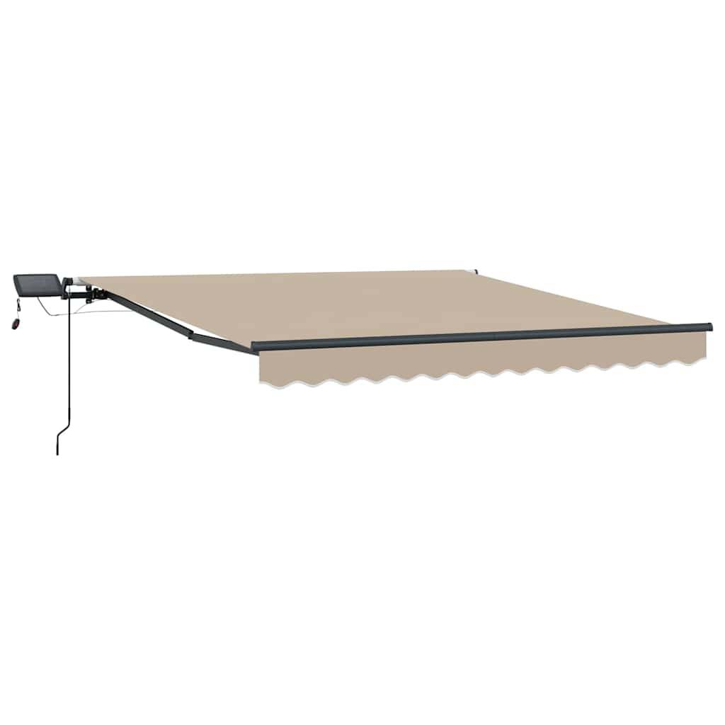 Store de Terrasse Manuel avec Éclairage LED en Tissu Rétractable pour Soirées en Extérieur Beige 300x250 cm – ComfortXL Outdoor Living - Image 2