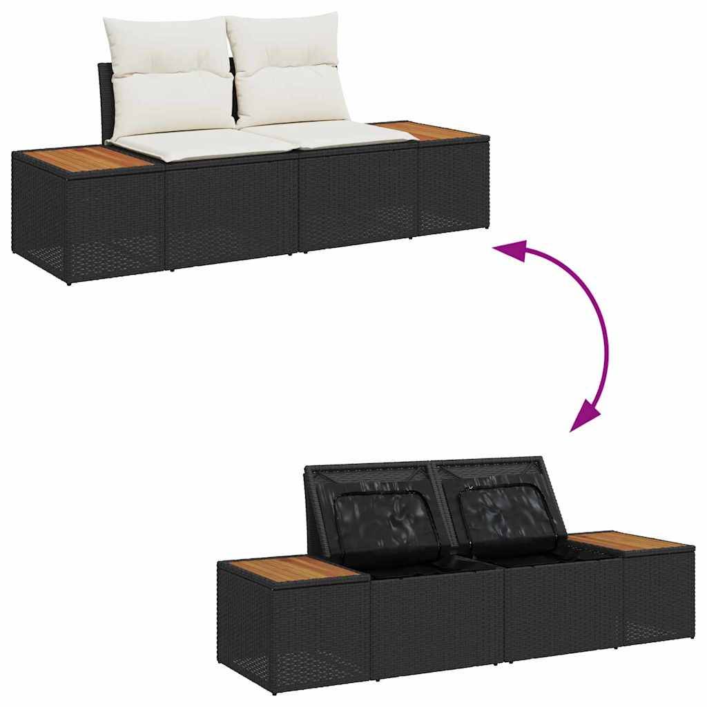 ComfortXL - Grand Salon de Jardin Noir Poly Rotin et Bois – Canapé Modulaire Spacieux avec Coffres – ComfortXL Outdoor Living - Image 5