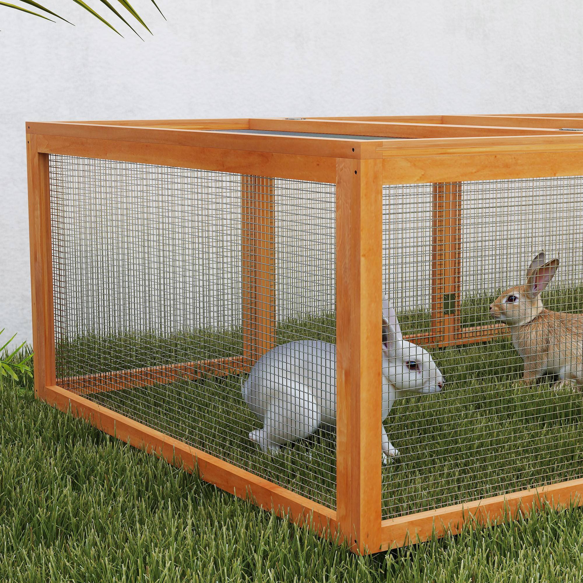 Clapier cage à lapins extérieur intérieur 2 portes supérieures 181L x 100l x 48H cm bois massif pin - Image 10