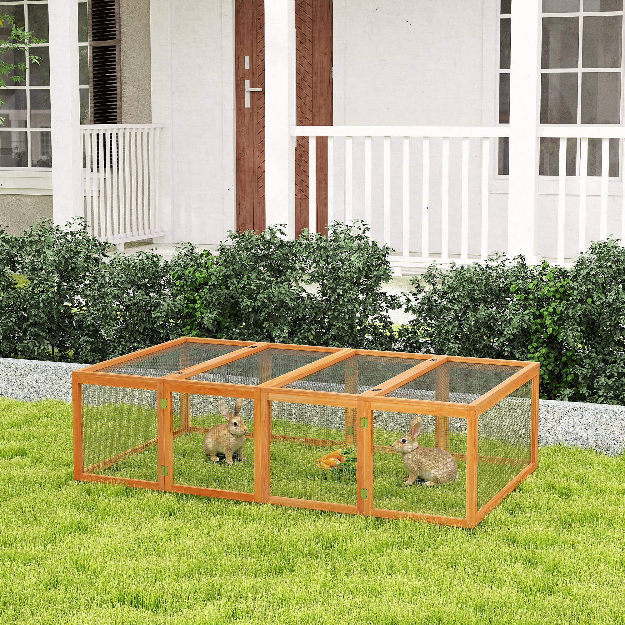Clapier cage à lapins extérieur intérieur 2 portes supérieures 181L x 100l x 48H cm bois massif pin - Image 4