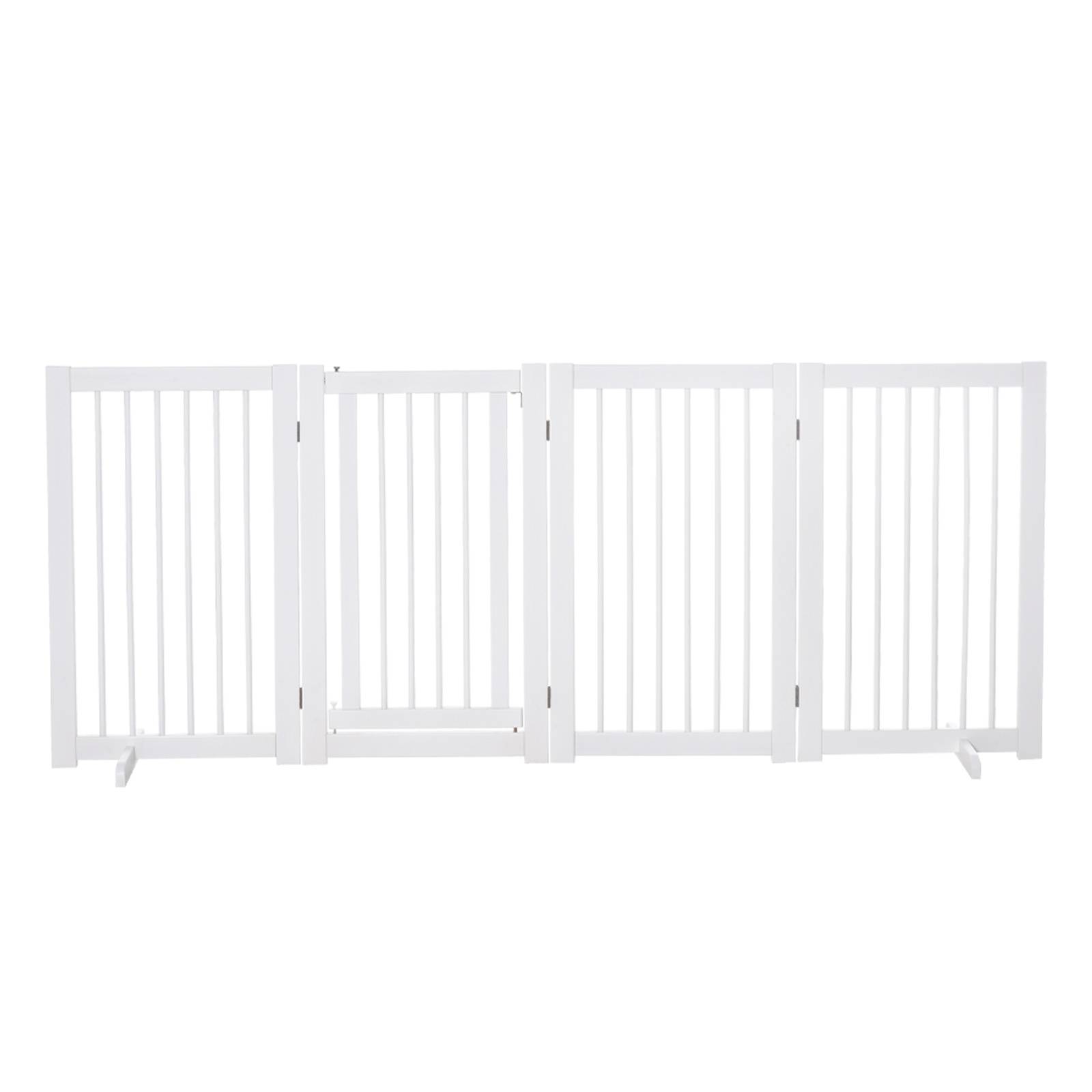 Sans Marque - Barrière autonome en bois avec pieds, 220x91 cm, pour escaliers, portes, cuisine, 4 panneaux, blanc - Image 2