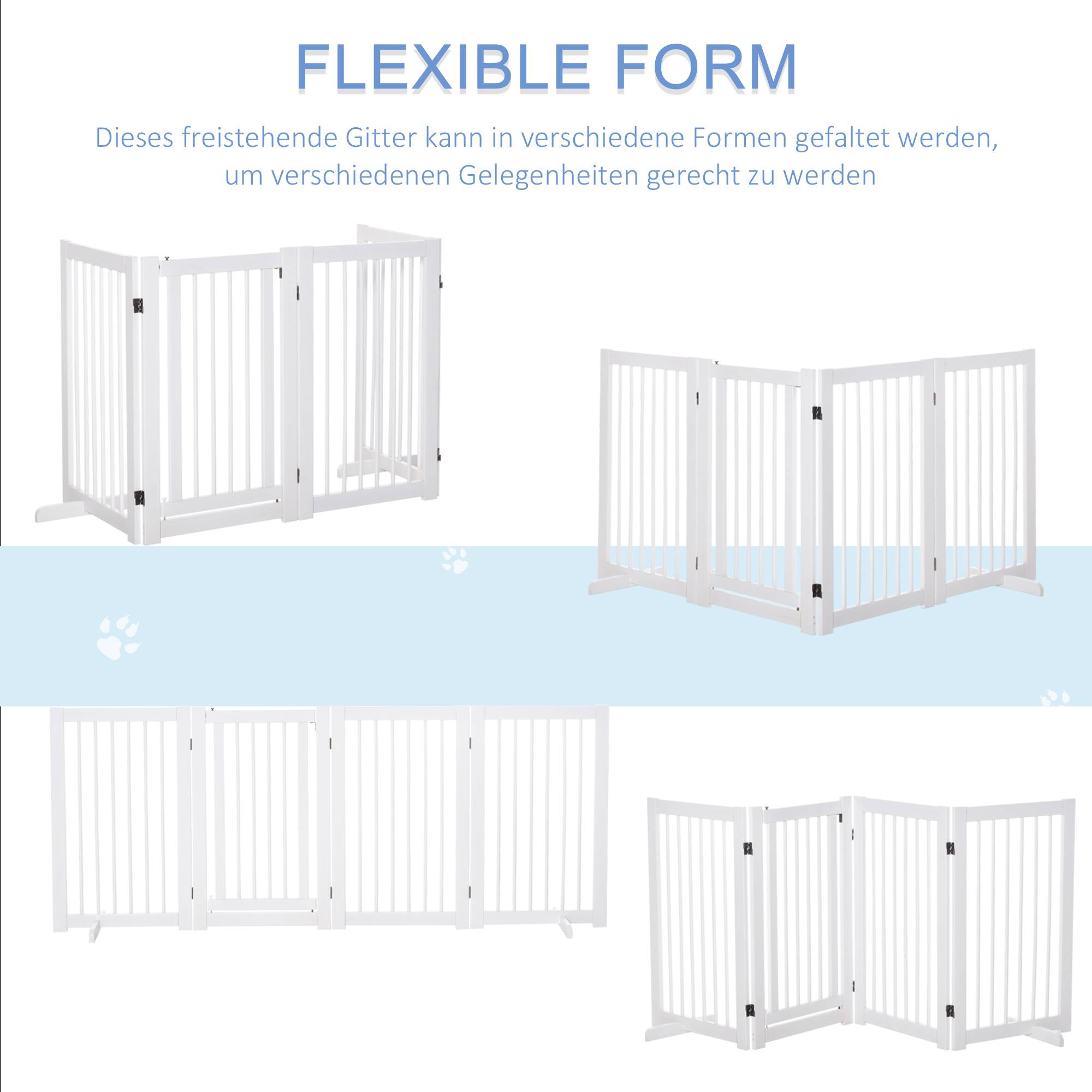 Sans Marque - Barrière autonome en bois avec pieds, 220x91 cm, pour escaliers, portes, cuisine, 4 panneaux, blanc - Image 9