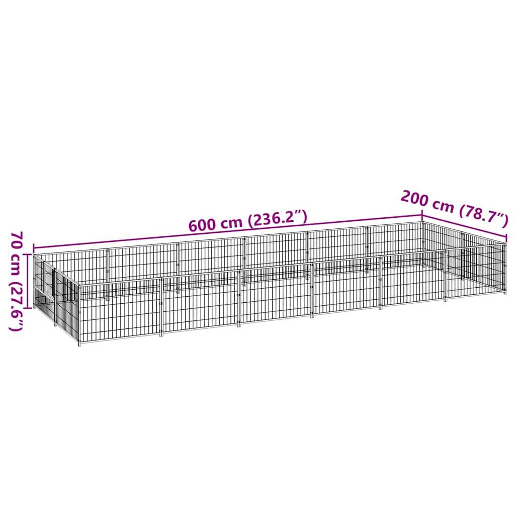 Vidaxl - Chenil Noir 12 m² Acier vidaXL 3082113 - Image 3