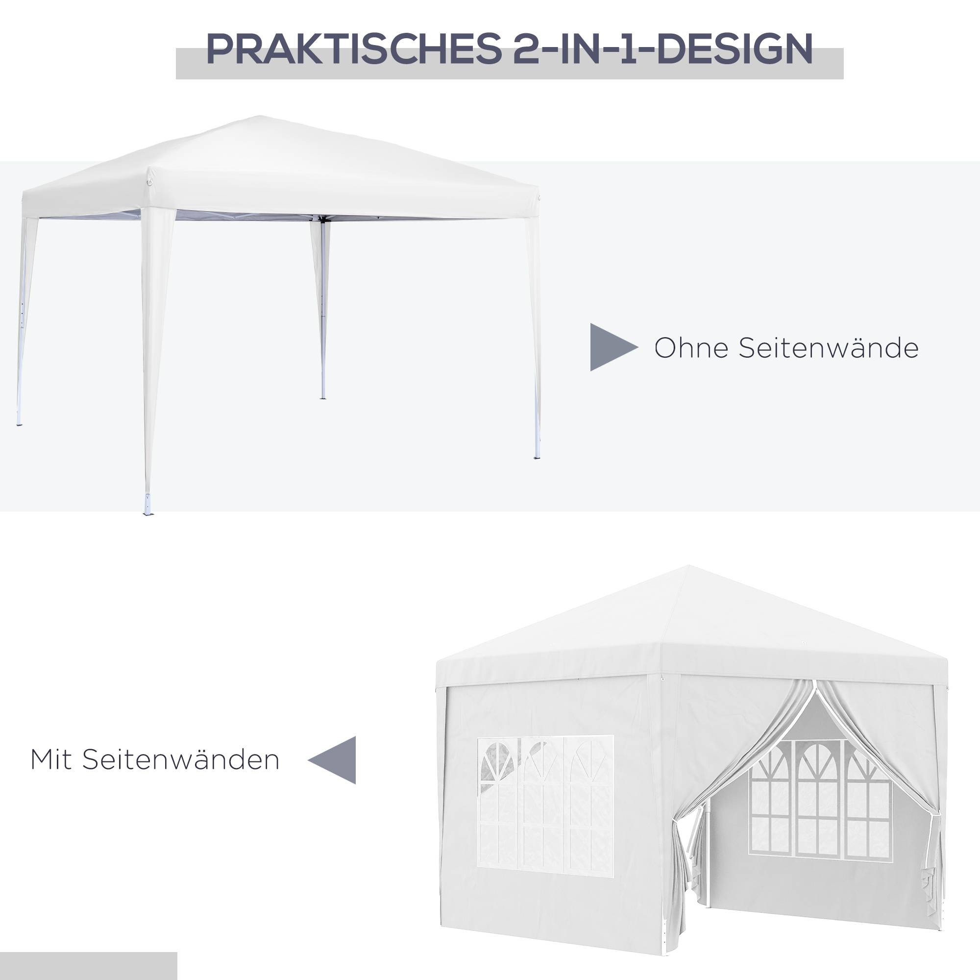 Tonnelle Pliante 3x3m 4 Parois Amovibles Protection UV Jardin Blanc - ComfortXL Outdoor Living - Image 4