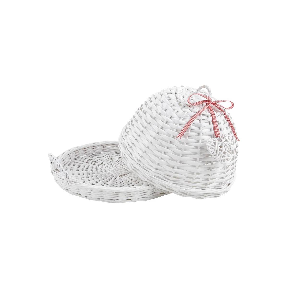 Aubry Gaspard - Plateau rond en osier blanc + cloche - Image 1