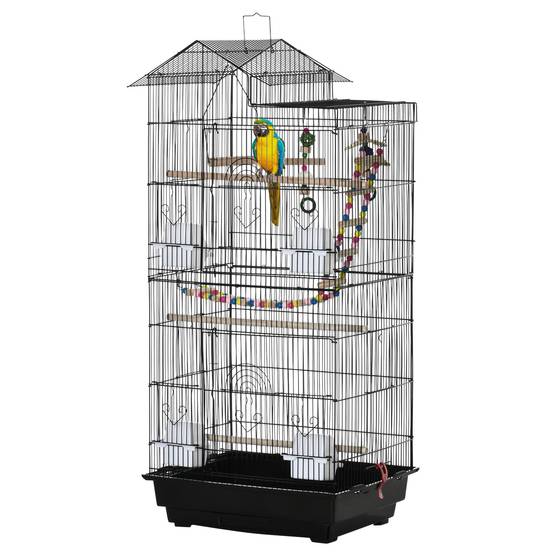 Cage à oiseaux acier noir 46 x 36 x 100 cm - PANGIVO - Image 2