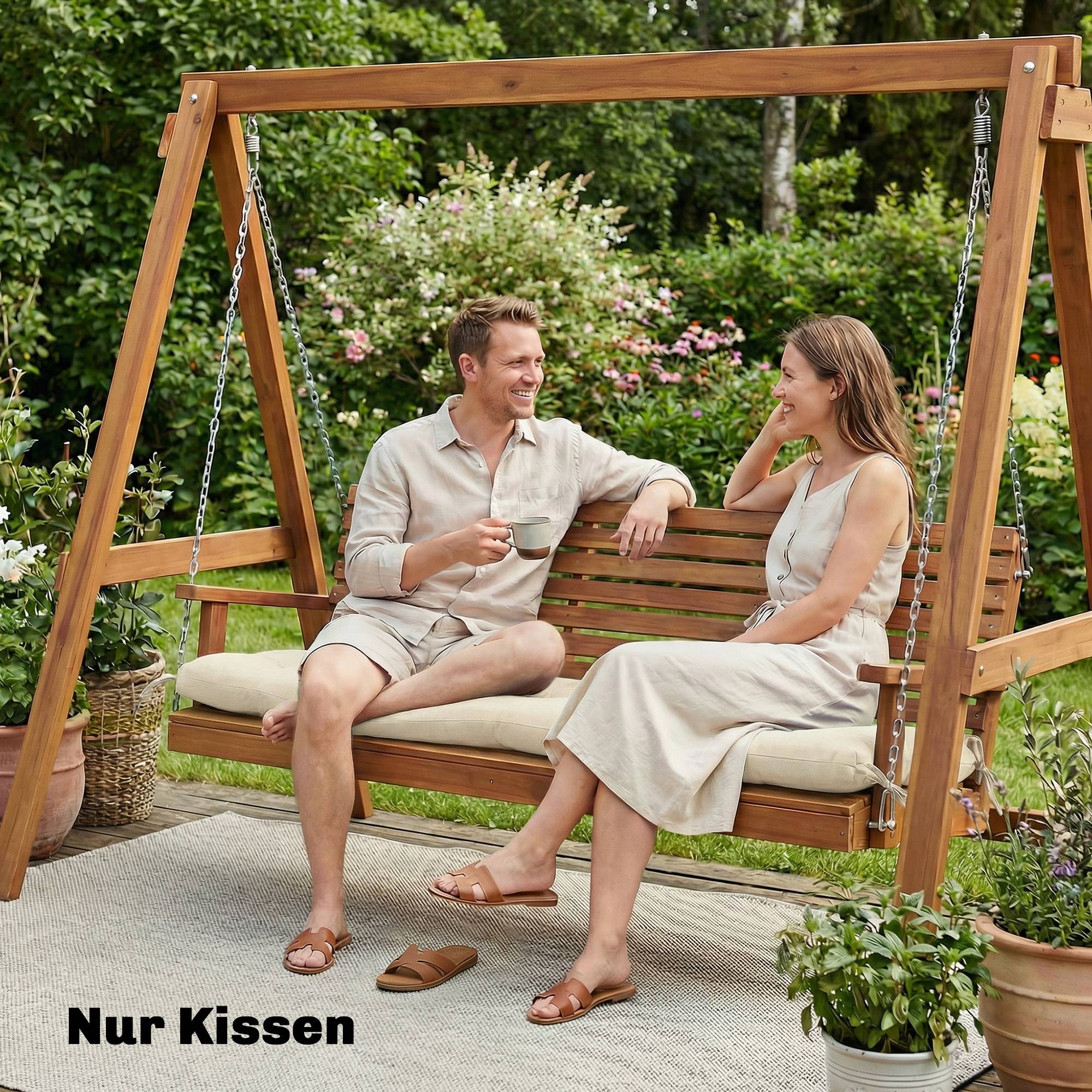 ComfortXL - Coussin bain de soleil polyester 198 x 65 x 13 cm beige extérieur déperlant UV50+ avec sangles de fixation - Image 9