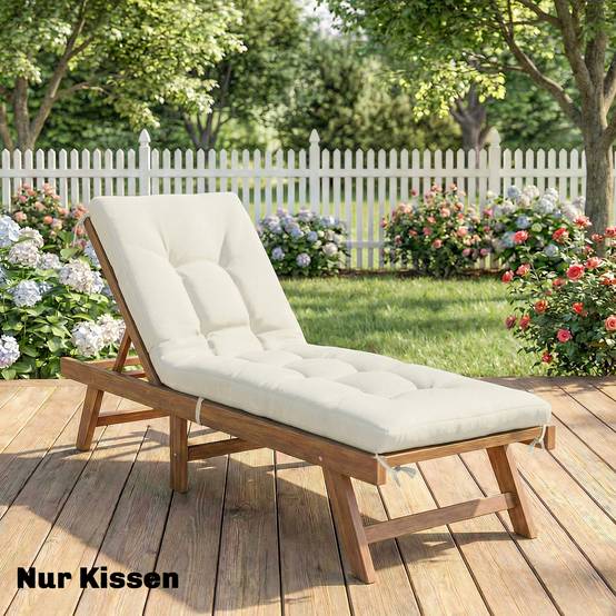 ComfortXL - Coussin bain de soleil polyester 198 x 65 x 13 cm beige extérieur déperlant UV50+ avec sangles de fixation - Image 8