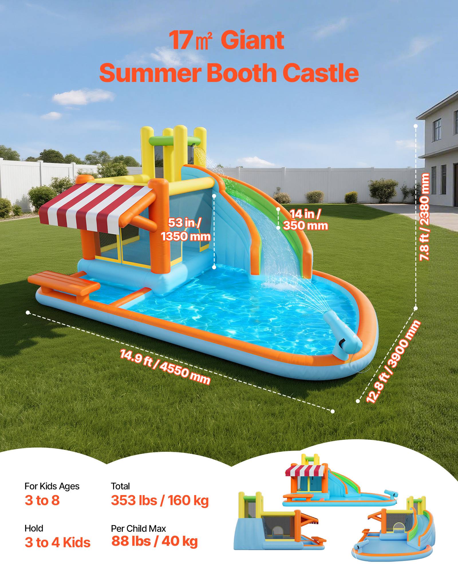 Vevor - VEVOR Château Gonflable Aire de Jeux Enfant 455x390x238 cm Kiosque de Jeu - Image 2