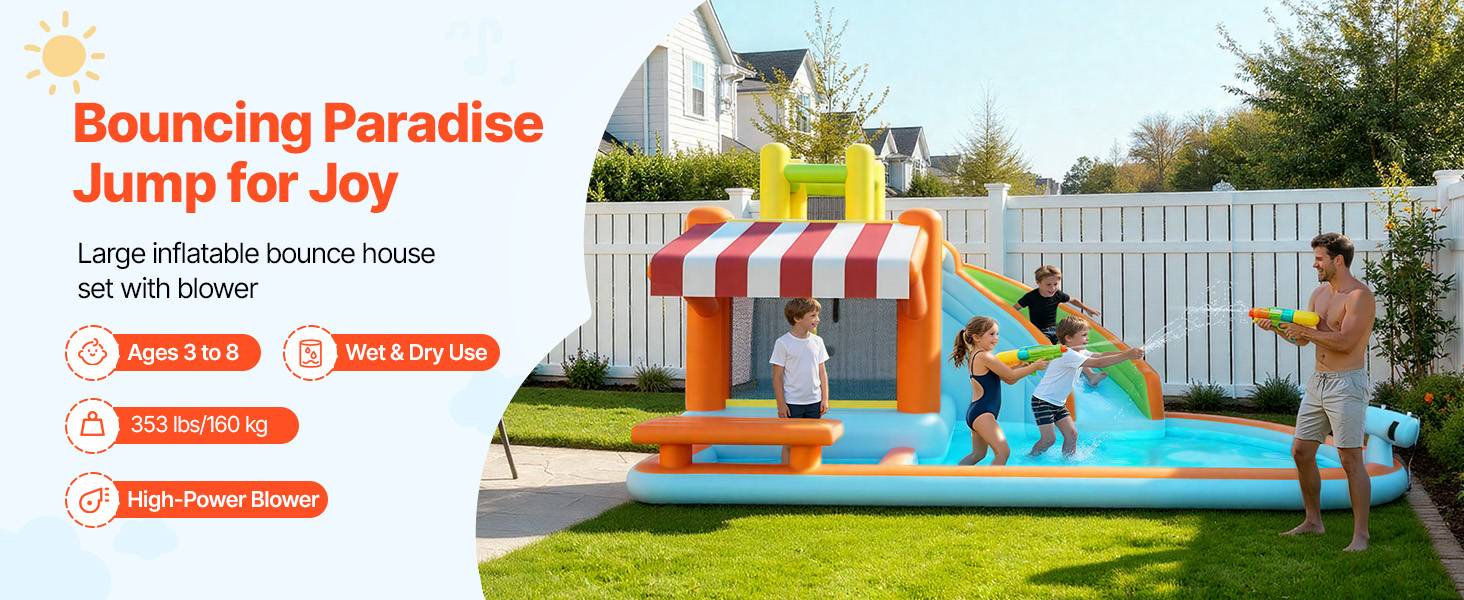 Vevor - VEVOR Château Gonflable Aire de Jeux Enfant 455x390x238 cm Kiosque de Jeu - Image 9