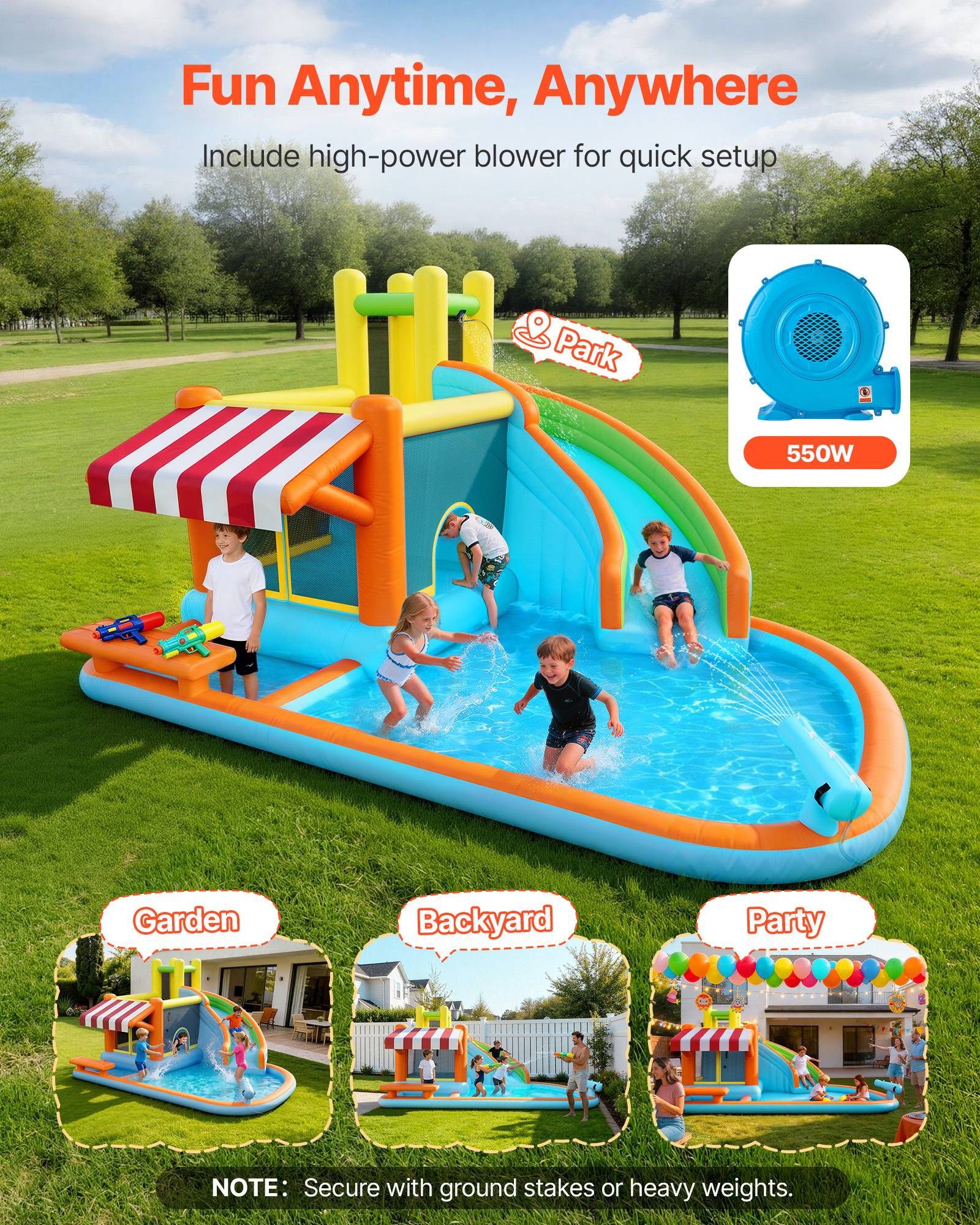 Vevor - VEVOR Château Gonflable Aire de Jeux Enfant 455x390x238 cm Kiosque de Jeu - Image 4