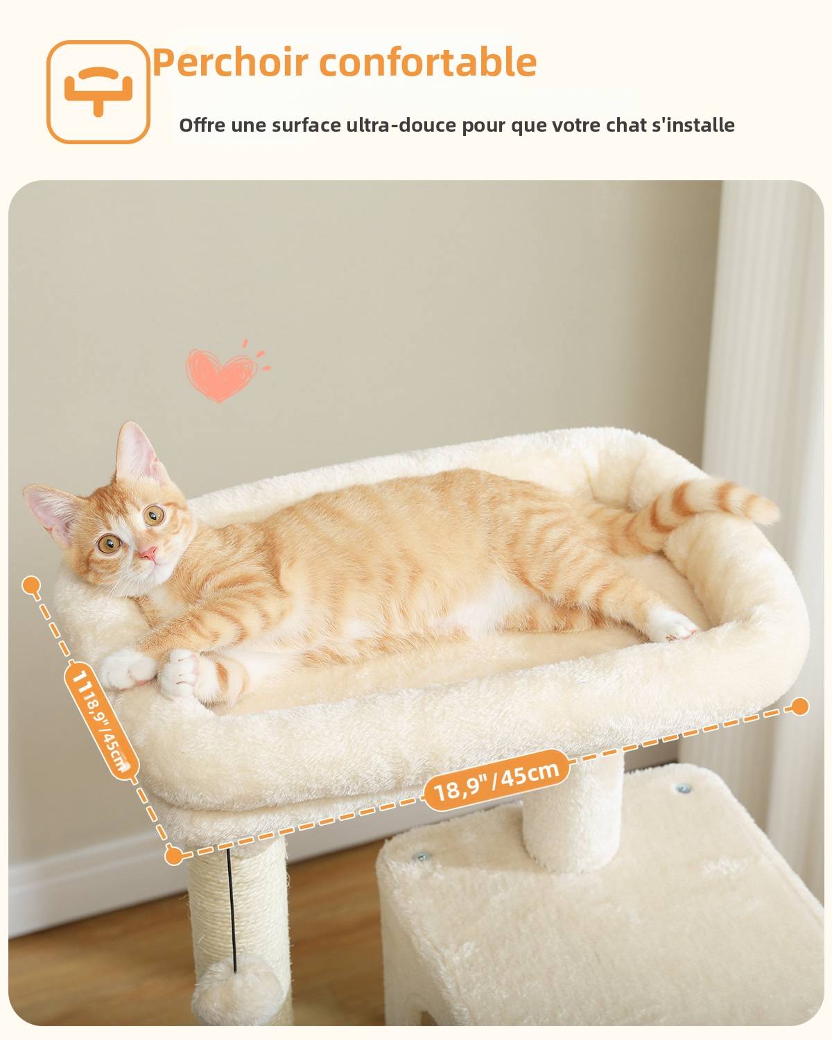 Arbre à Chat 143 cm avec Hamac et Maison Beige L PAWZ Road - Image 4