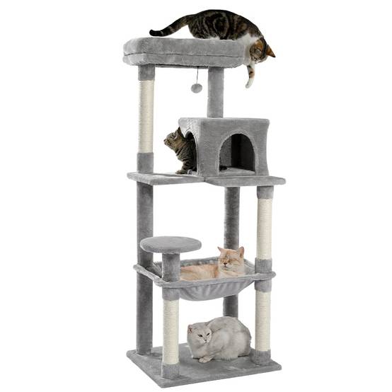 Arbre à Chat 143 cm avec Hamac et Maison Beige L PAWZ Road - Image 3