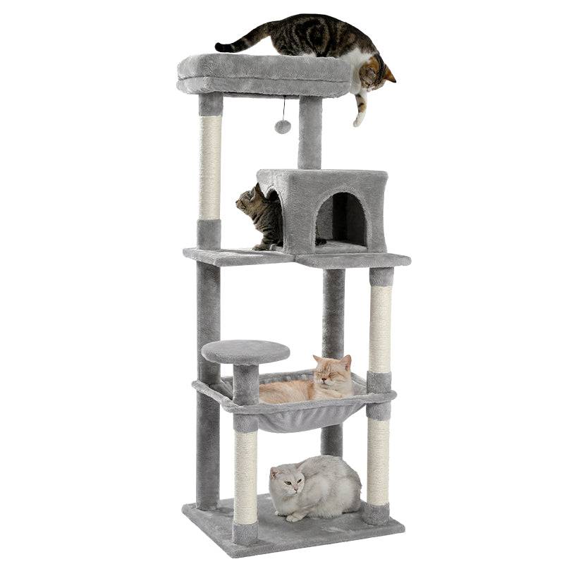 Arbre à Chat 143 cm avec Hamac et Maison Beige L PAWZ Road - Image 3