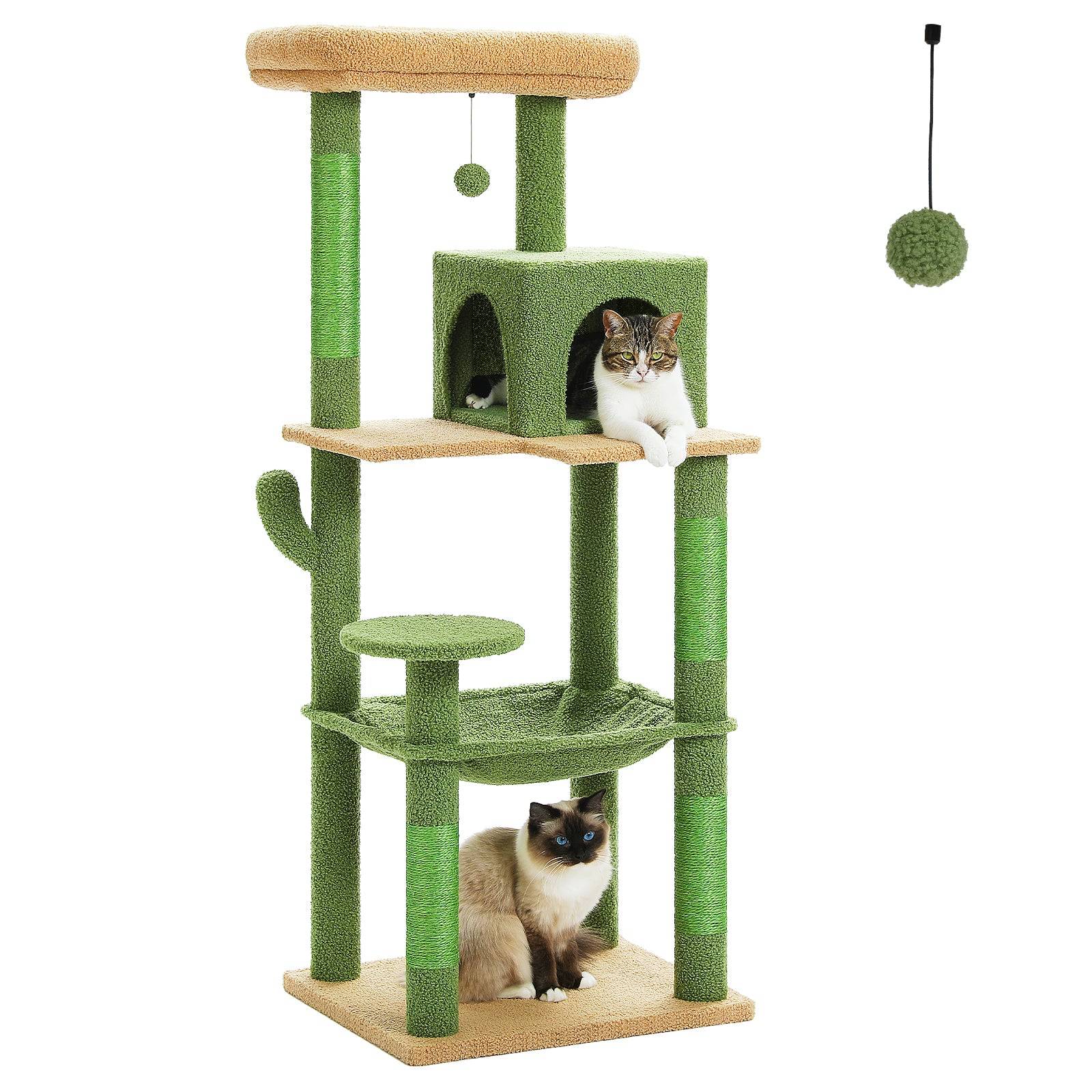 Arbre à Chat 143 cm avec Hamac et Maison Beige L PAWZ Road - Image 4