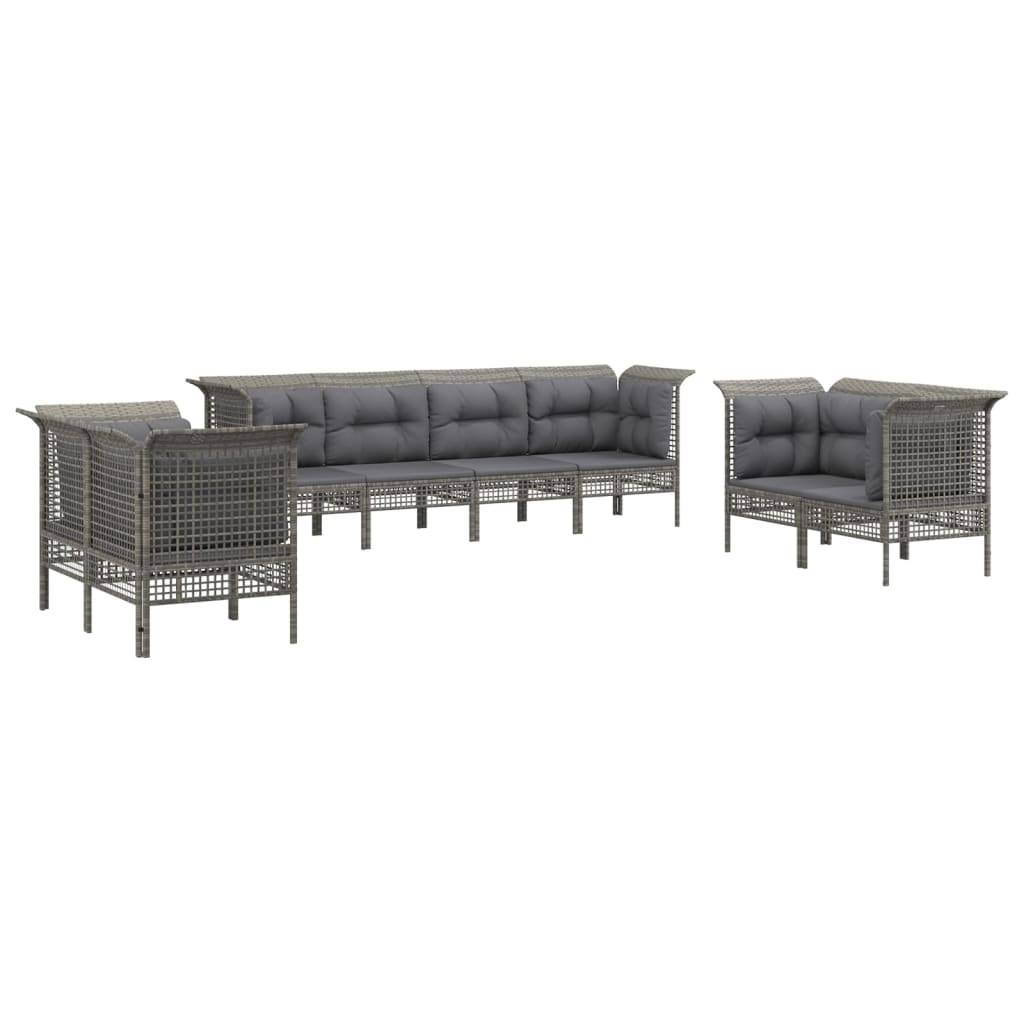 Helloshop26 - Salon de jardin meuble d'extérieur ensemble de mobilier 8 pièces avec coussins gris résine tressée - Image 1