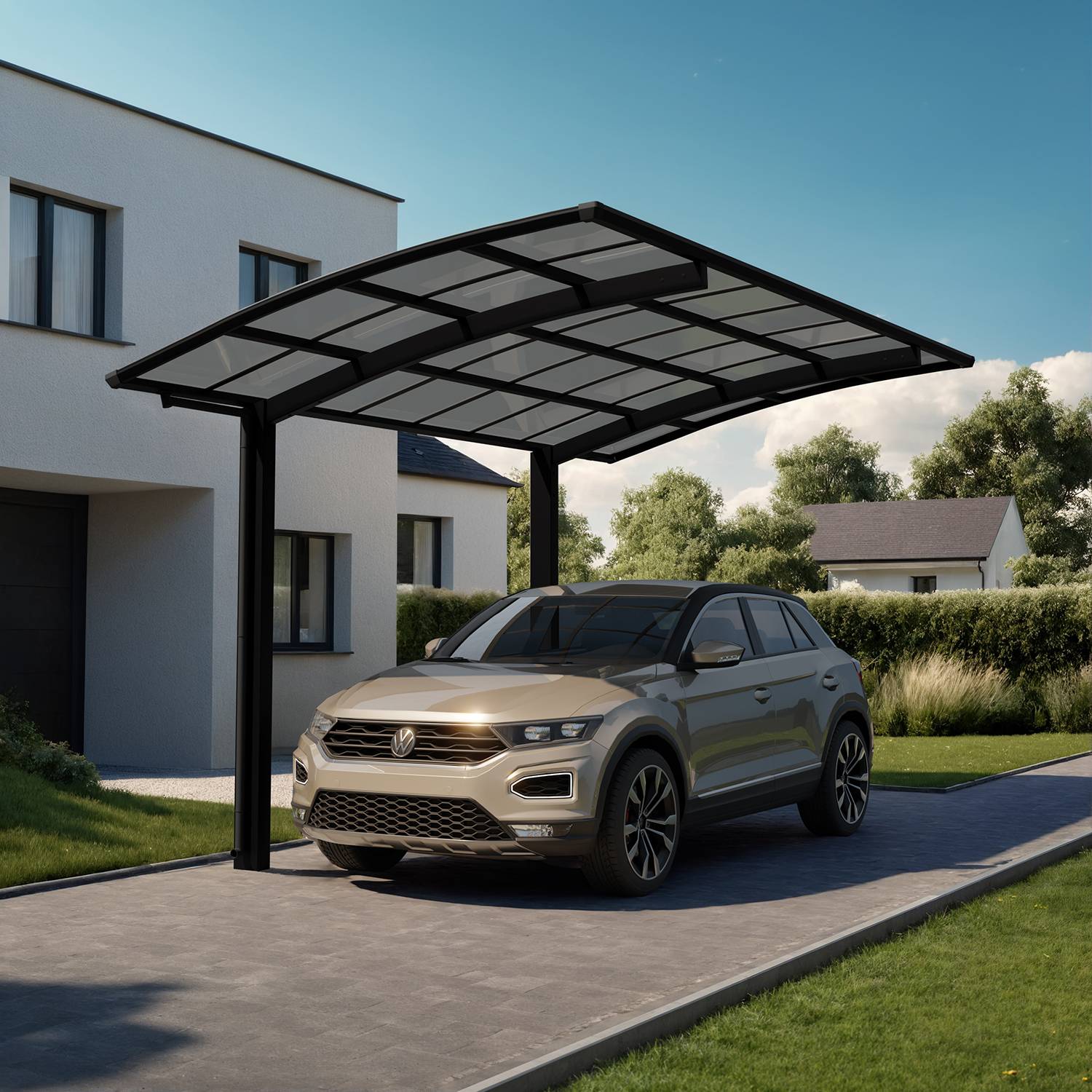 Carport PORTOFORTE standard Type 80 (charge toiture 100kg/m²) thermolaqué noir - XIMAX - Image 2