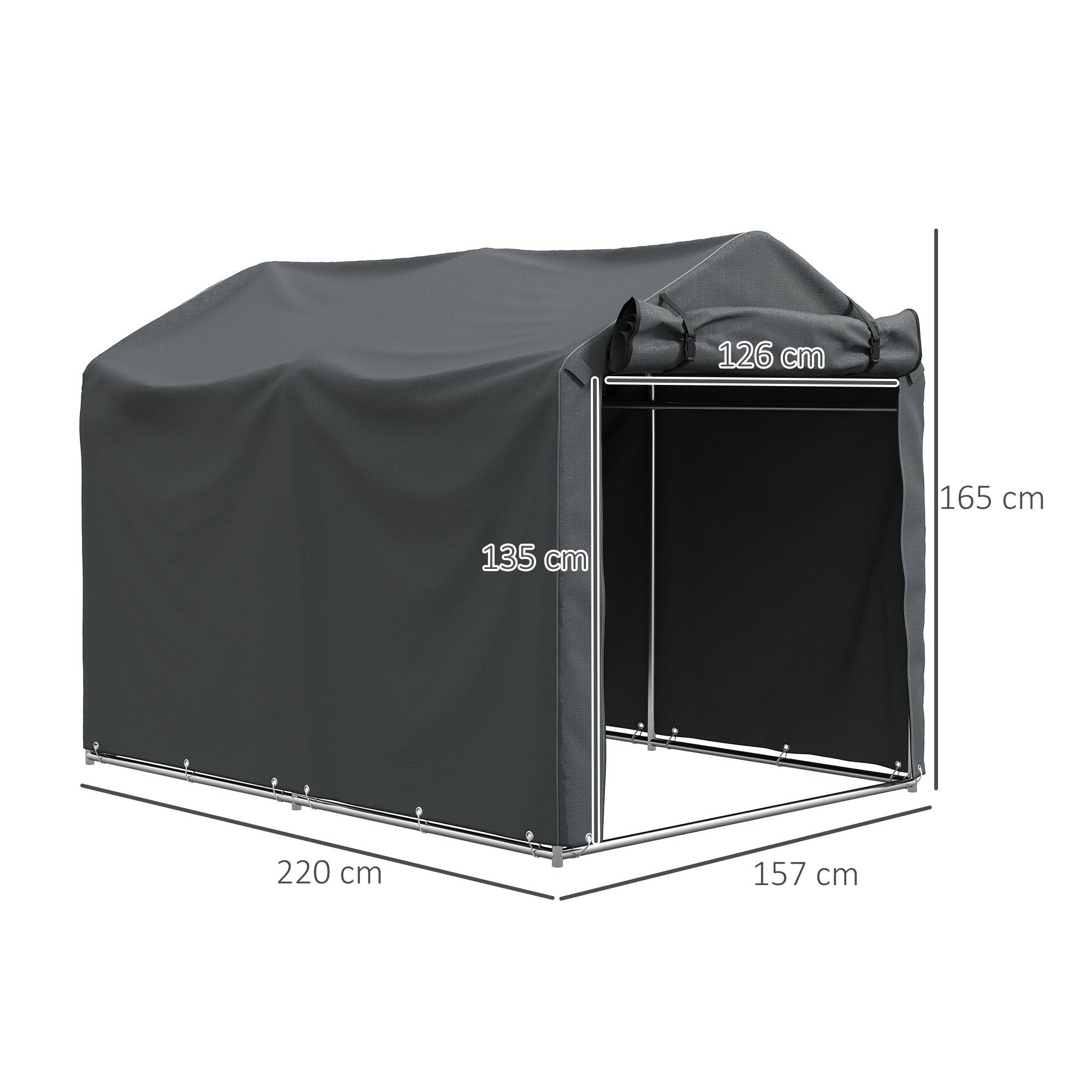 ComfortXL - Abri vélo tente métal et bâche PE pour jardin extérieur protection étanche 220x157cm gris - ComfortXL Outdoor Living - Image 5