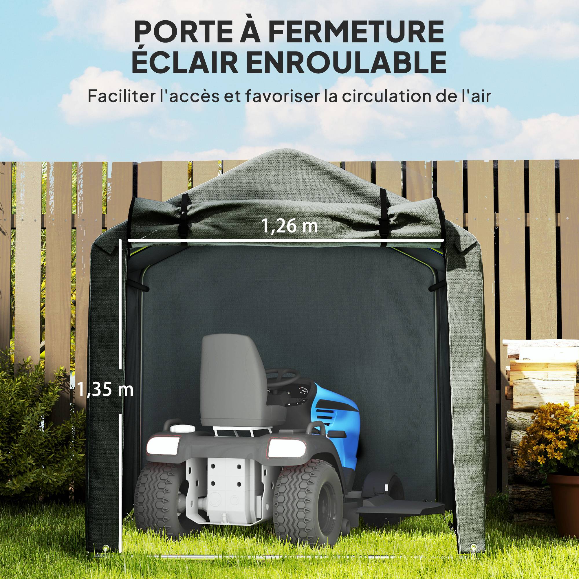 ComfortXL - Abri vélo tente métal et bâche PE pour jardin extérieur protection étanche 220x157cm gris - ComfortXL Outdoor Living - Image 8