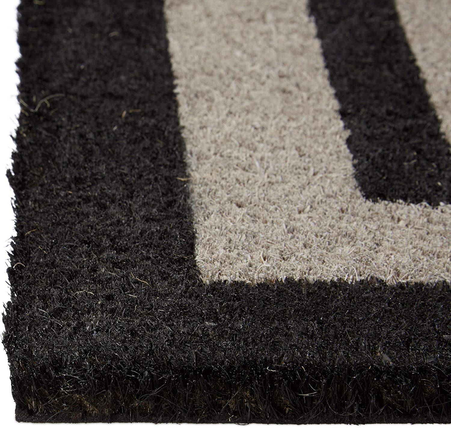 Paillasson tapis de sol porte d’entrée essuie-pieds long fibres de coco tapis gris - Image 3