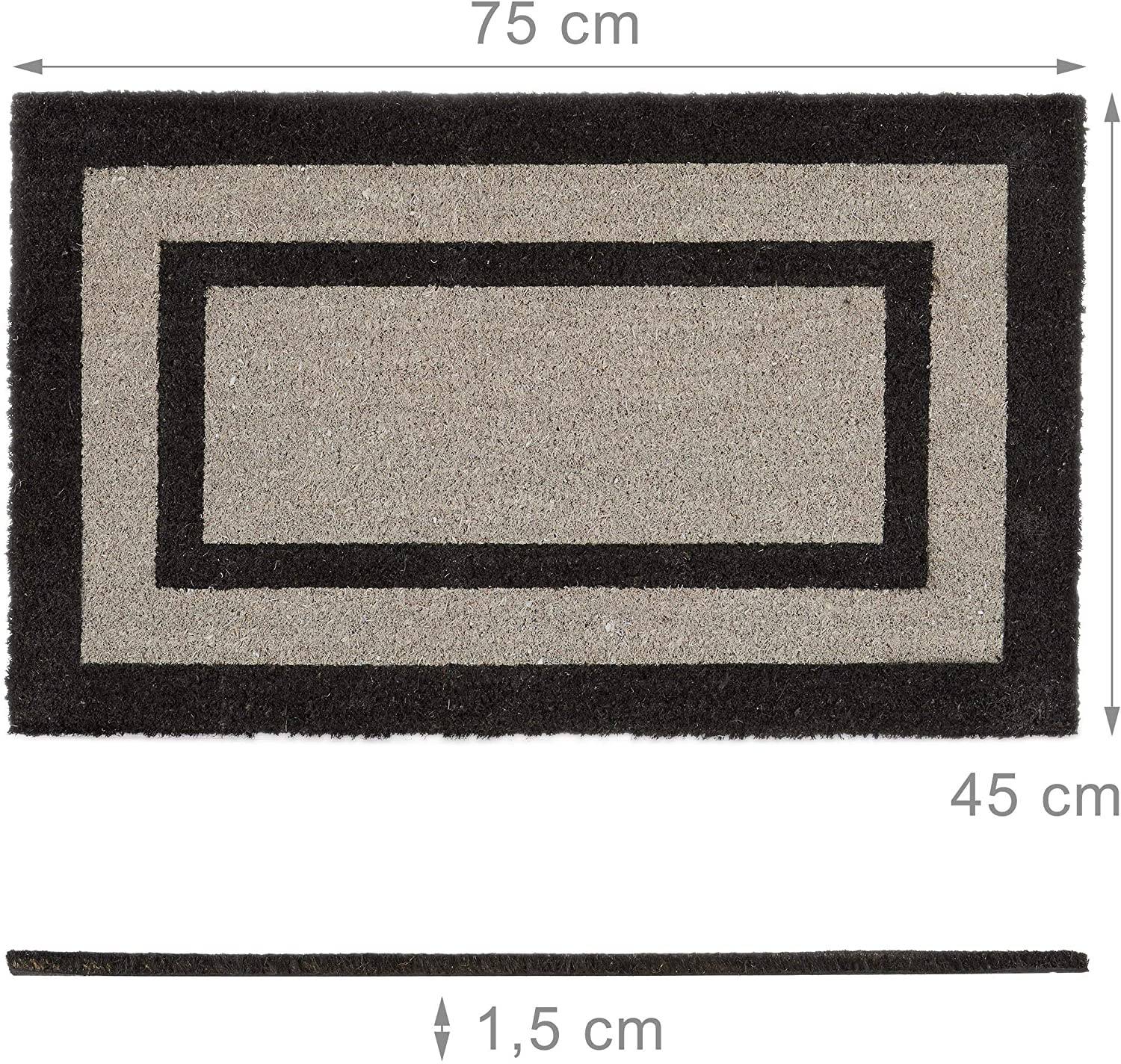 Paillasson tapis de sol porte d’entrée essuie-pieds long fibres de coco tapis gris - Image 2