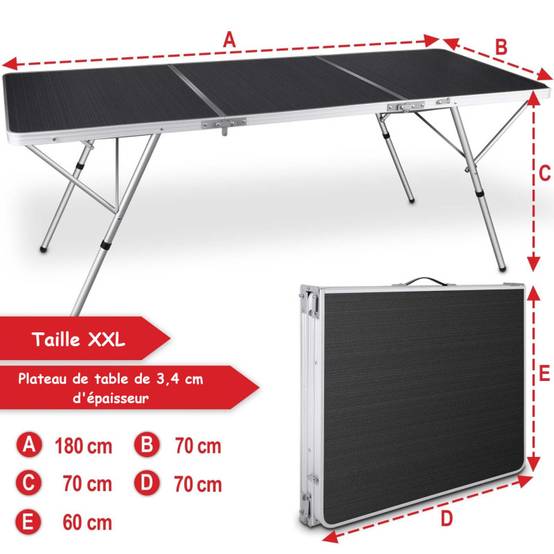 Table de camping table de jardin pliante 180x70x70cm Table de buffet intérieur et extérieur - Image 3