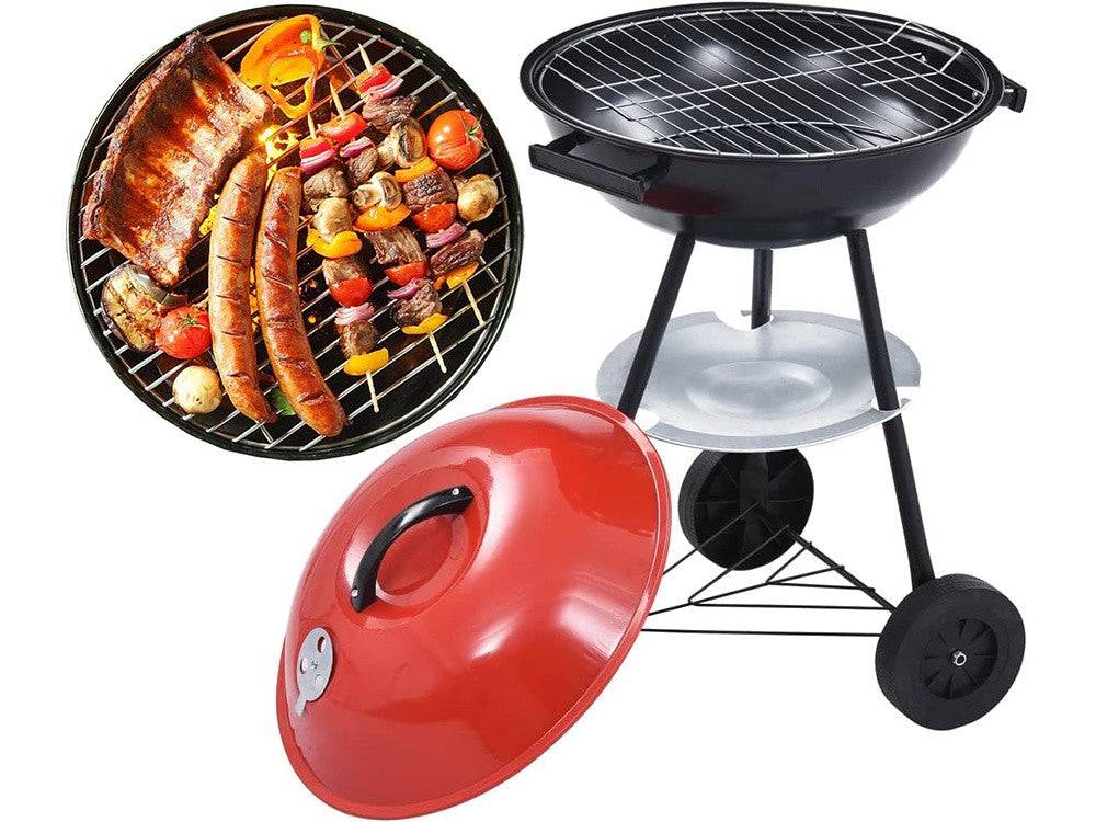 Barbecue  charbon de bois avec roues  couvercle verrouillable 50 cm - Image 3