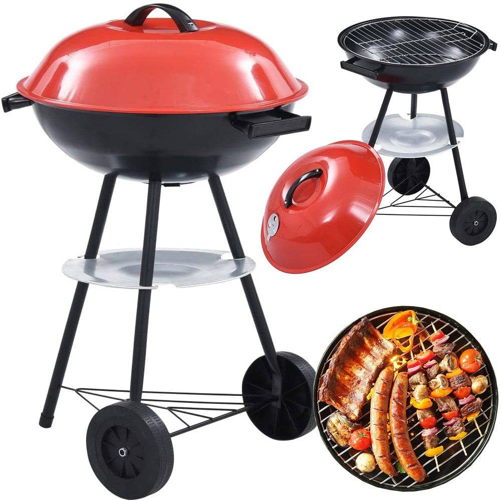 Barbecue  charbon de bois avec roues  couvercle verrouillable 50 cm - Image 1